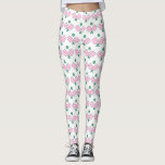 Rosa und grünes Pickleball Leggings<br><div class="desc">Diese Leggings weisen ein Muster von Paddeln auf. Die Farben sind rosa und grün.</div>