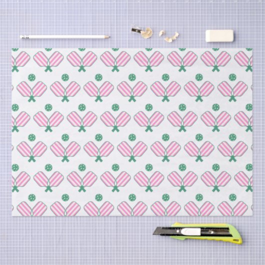 Rosa und grünes Pickleball Seidenpapier (Handwerk)