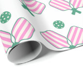Rosa und grünes Pickleball zum Geburtstag Geschenkpapier (Rolleneckpunkt)