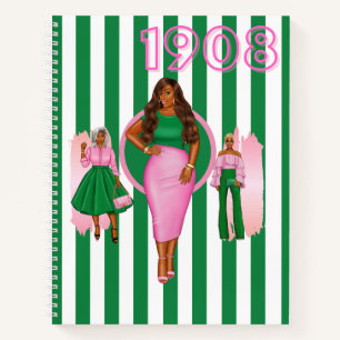 Rosa und grünes SpiralNotebook Notizblock