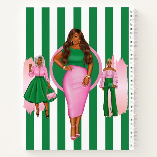 Rosa und grünes SpiralNotebook Notizblock (Rückseite)