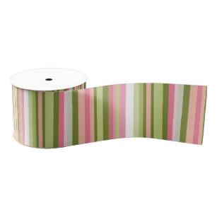 Rosa und grünes Streifen-Band in den Pastellfarben Ripsband
