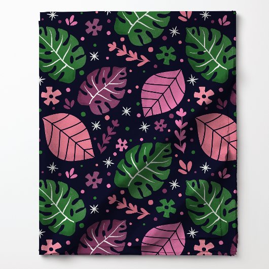 Rosa und grünes tropisches Monstera-Muster Stoff