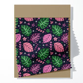 Rosa und grünes tropisches Monstera-Muster Stoff