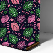 Rosa und grünes tropisches Monstera-Muster Stoff