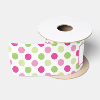 Rosa und grünes Tupfen-Geburtstags-Geschenk-Muster Satinband