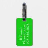 Rosa und grünes Tupfen-Monogramm Gepäckanhänger (Rückseite vertikal)