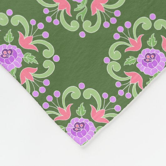 Rosa und grünes Vliesschwarz Fleecedecke (Ecke)