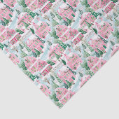 Rosa und grünes Weihnachtsdorf Seidenpapier (Ausschnitt)