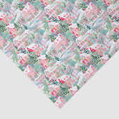 Rosa und grünes Weihnachtsdorf Seidenpapier (Ausschnitt)