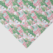 Rosa und grünes Weihnachtsdorf Seidenpapier (Ausschnitt)