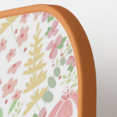 Rosa und grünes Wildblumenmuster Pickleball Schläger (Linke Seite)
