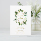 Rosa und Grünpflanzen Save the Date Karte (Stehend Vorderseite)