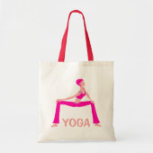 Rosa und Hautfarbe Yoga Pose Silhouette Tragetasche (Vorne)
