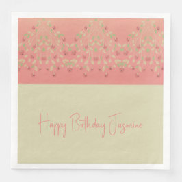 Rosa und hellbeige Berry mit Blütenpracht Serviette