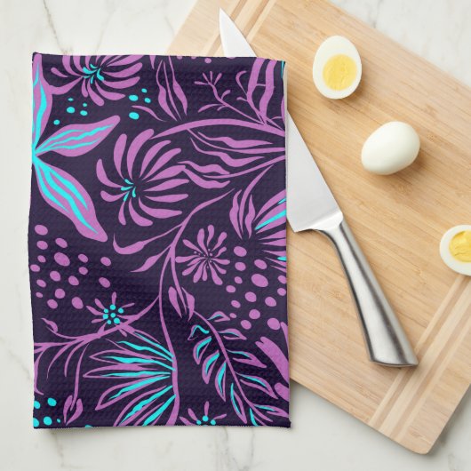 Rosa und hellblaue Blumen Geschirrtuch (Viertel Falte)