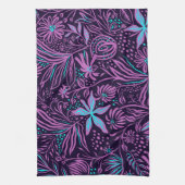 Rosa und hellblaue Blumen Geschirrtuch (Vertikal)