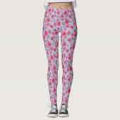 Rosa und hellblaue Gerbera-Margerite Blumenmuster Leggings (Vorderseite)