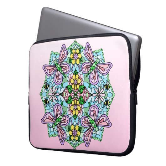 Rosa und hellblaue Hand, Mandala-Laptop-Lee Laptopschutzhülle (Vorderseite Links)