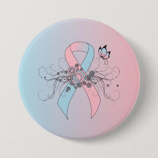 Rosa und hellblauer Butterfly-Band Button (Vorderseite)
