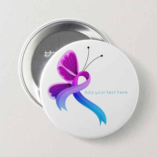 Rosa und hellblauer Butterfly-Band Button (Vorne & Hinten)