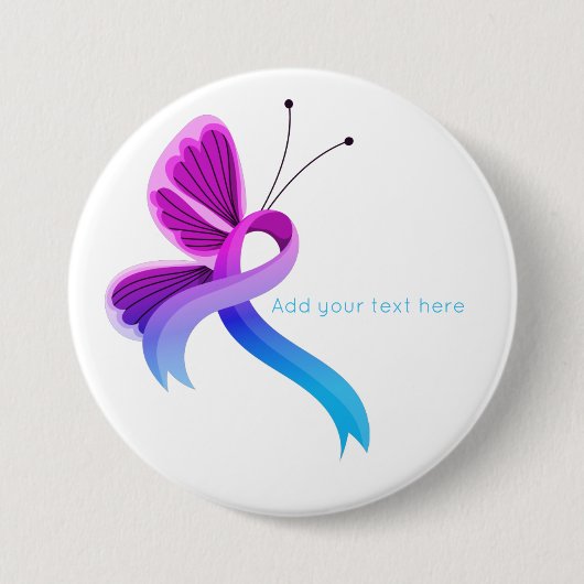 Rosa und hellblauer Butterfly-Band Button (Vorderseite)