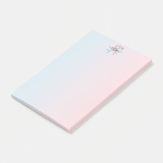 Rosa und hellblauer Butterfly-Band Post-it Klebezettel (angewinkelt)