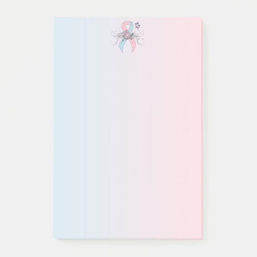 Rosa und hellblauer Butterfly-Band Post-it Klebezettel (Vorderseite)