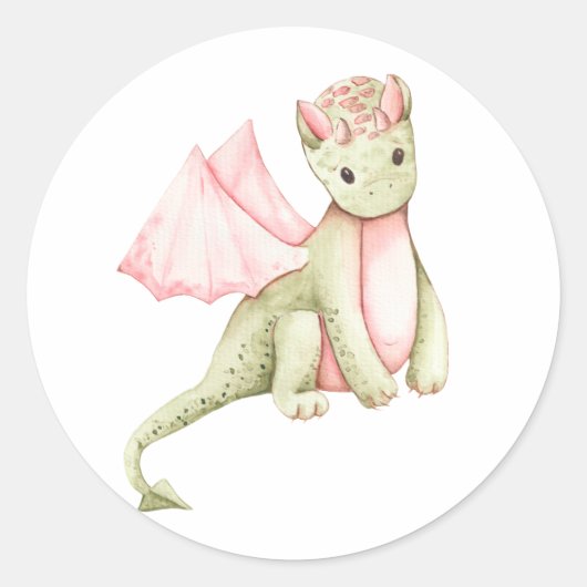 Rosa und hellgrüner Drache Runder Aufkleber (Vorderseite)