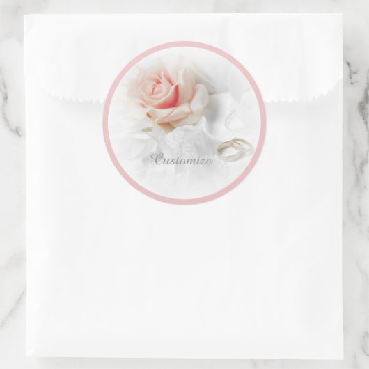 Rosa- und Hochzeitsaufkleber Runder Aufkleber (Tasche)