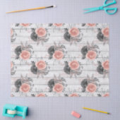 Rosa und Holzkohle Rose Rustikale Holzdekoupage Seidenpapier (Basteln)