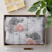 Rosa und Holzkohle Rose Rustikale Holzdekoupage Seidenpapier (Geschenk)