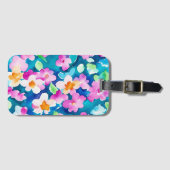 Rosa und Hübsche Blume Gepäckanhänger (Vorderseite (Horizontal))
