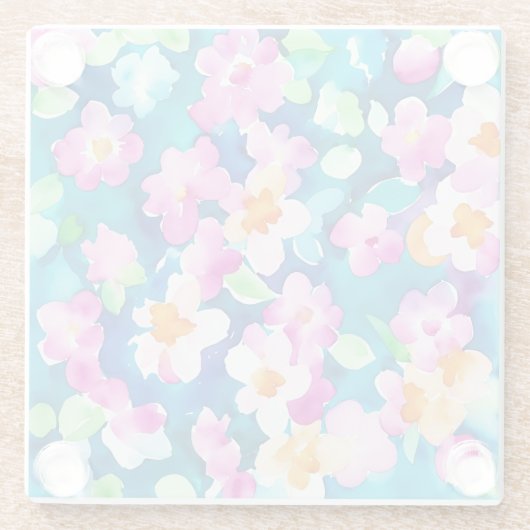 Rosa und Hübsche Blume Glasuntersetzer (Rückseite)