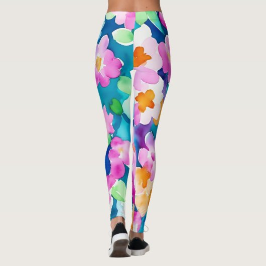 Rosa und Hübsche Blume Leggings (Rückseite)