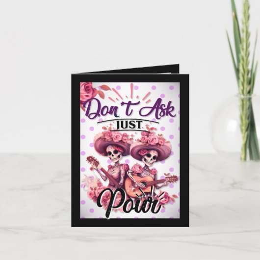 Rosa und Hübscher Zuckerschädel Dankeskarte (Vorderseite)