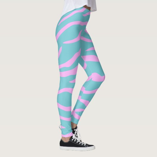Rosa und Ihr Farbtiger-Streifen-Muster Leggings (Rechts)
