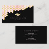 Rosa und Imitat Goldfolie auf schwarz Visitenkarte (Vorne/Hinten)