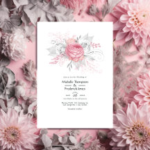 Rosa und Imitate Foil Silver Floral Wedding