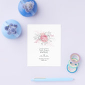 Rosa und Imitate Foil Silver Floral Wedding Flyer (Einzeln)