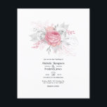 Rosa und Imitate Foil Silver Floral Wedding Flyer<br><div class="desc">Rosa und silberne Rose-thematische Hochzeitseinladung mit Zickzack Rückseite individuell auf Ihre Eventspezifikationen anpassbar. Umschläge sind nicht enthalten. Für dickere Einladungen mit Umschlägen und passenden Produkten zum selben Thema lesen Sie bitte die unten stehende Kollektion.</div>