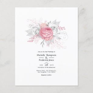 Rosa und Imitate Foil Silver Floral Wedding Flyer