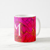Rosa und Imitate Gold Blume Monogramm Kaffeetasse (VorderseiteRechts)