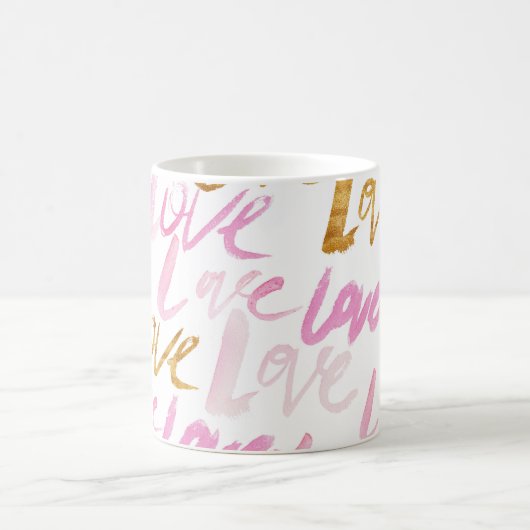Rosa und Imitate Gold Fohlen Liebe Rustikale Typog Kaffeetasse (Mittel)