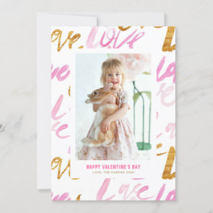 Rosa und Imitate Gold Foil Liebe Valentinstag Feiertagskarte