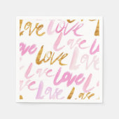 Rosa und Imitate Gold Fossil Liebe Muster Serviette (Vorderseite)