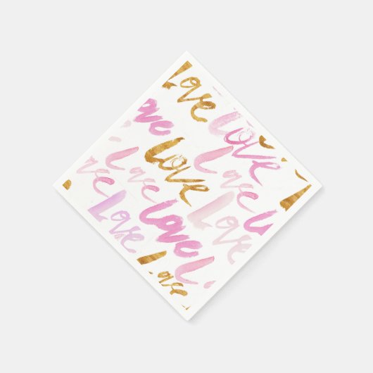 Rosa und Imitate Gold Fossil Liebe Muster Serviette (Ecke)