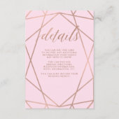 Rosa und Imitate Rose Gold | Details der Gäste Begleitkarte (Vorderseite)