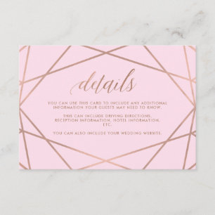 Rosa und Imitate Rose Gold Details der Gäste Begleitkarte