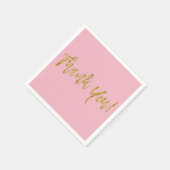 Rosa und Imitats Gold Danke Gold Foil Napkins Serviette (Ecke)